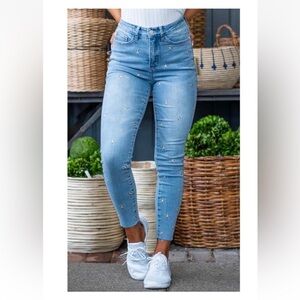 Judy Blue Jeans‎ Women 18W Blue Star Embroidery Skinny Fit High Rise Stretch
